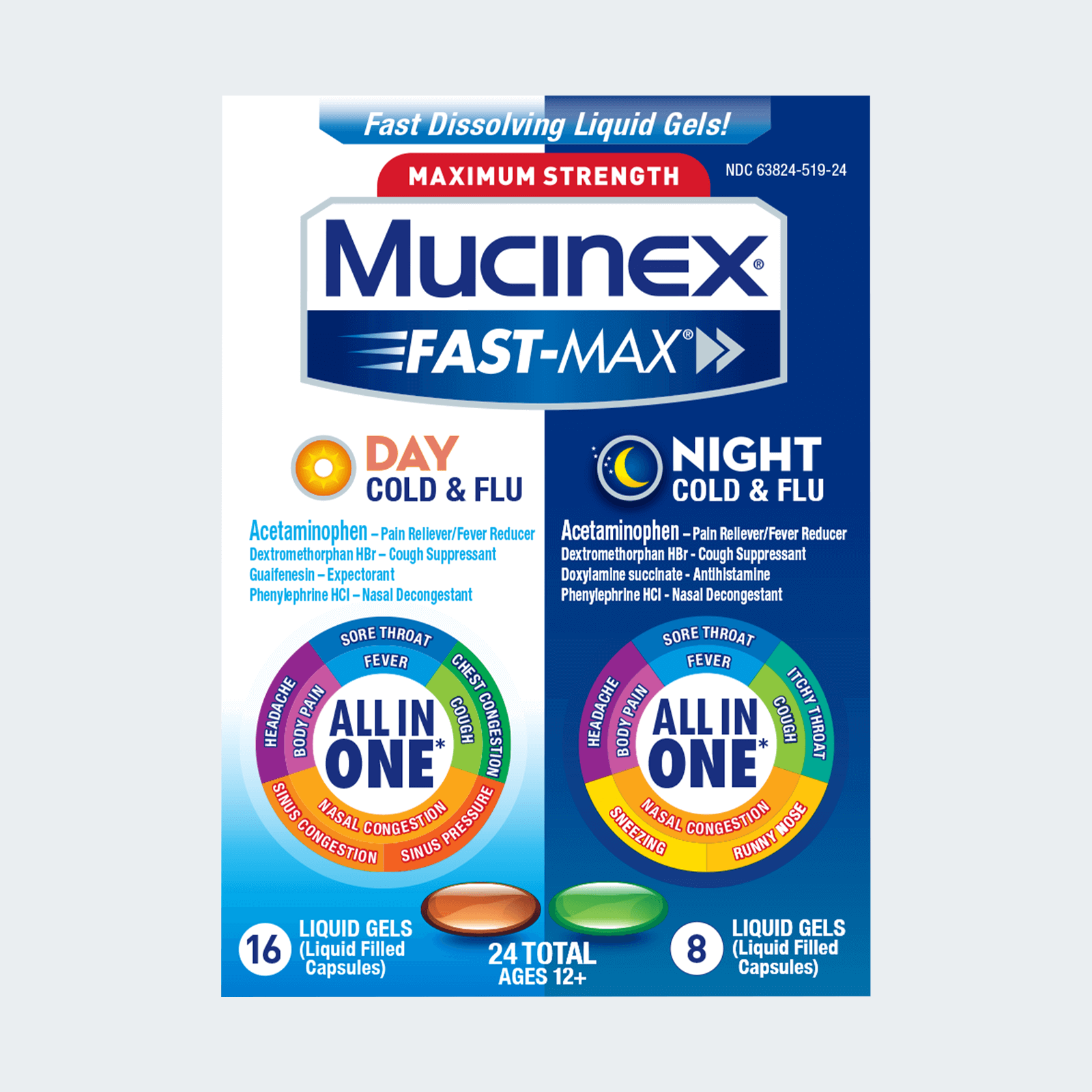 Maximum Strength Mucinex Fast-Max Day Cold & Flu and Night Cold