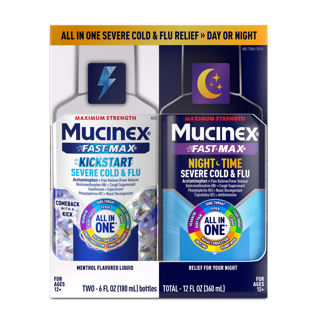 Maximum Strength Fast-Max® Kickstart Severe Cold & Flu (All-in-One) & Maximum Strength Fast-Max® Night Time Severe Cold & Flu (All-in-One) - 2x6 oz.