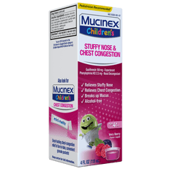 Children's Stuffy Nose & Chest Congestion Liquid, Very Berry Flavor Left corner pack