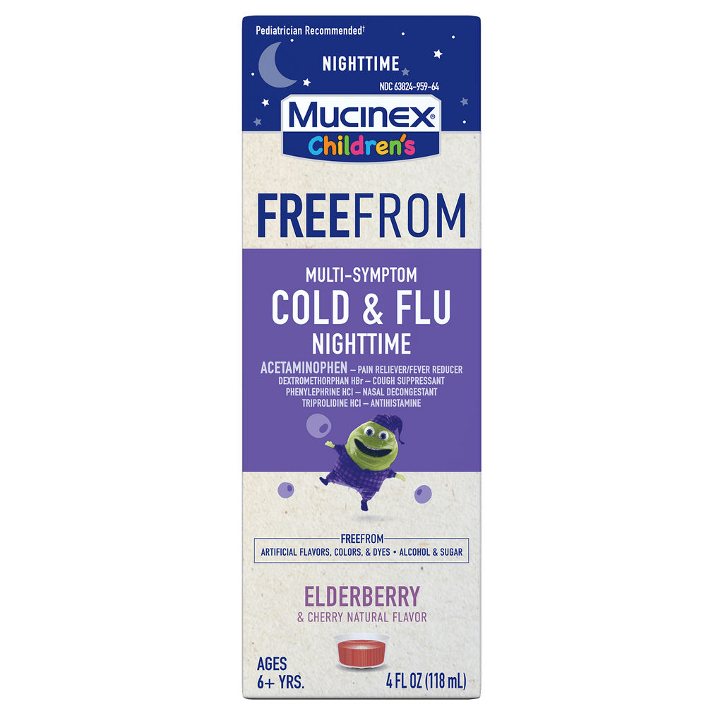 Children's FreeFrom Multi-Symptom Cold & Flu Nighttime Liquid, Elderberry & Cherry Natural Flavor