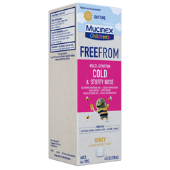 Children's FreeFrom Multi-Symptom Cold & Stuffy Nose Liquid, Honey & Berry Natural Flavor - Left Side Corner View