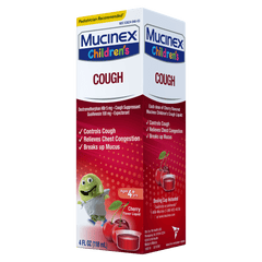 Children's Cough Liquid, Cherry Flavor front and right side