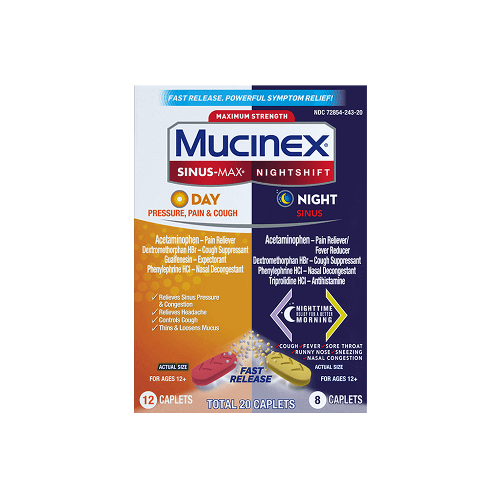 Mucinex® Sinus-Max® Day Pressure, Pain & Cough & Nightshift® Night Sinus Caplets