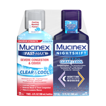 Maximum Strength Fast-Max® Severe Congestion & Cough Clear & Cool + Nightshift™ Cold & Flu Clear & Cool