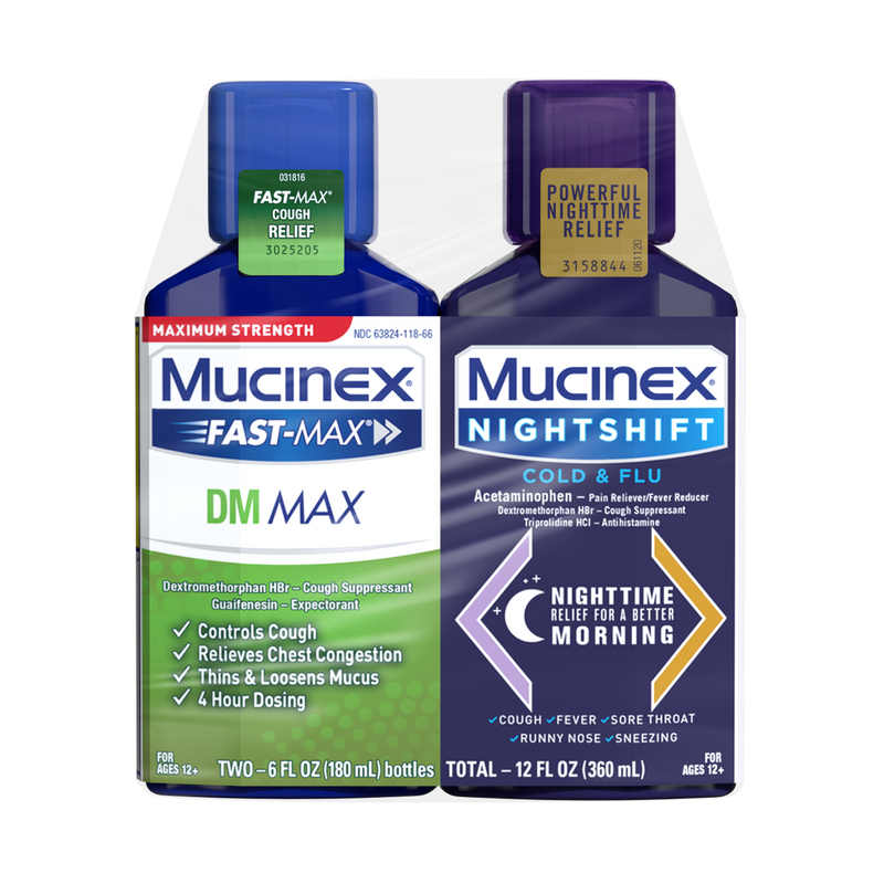 Maximum Strength Mucinex FastMax DM MAX + Mucinex Nightshift Cold