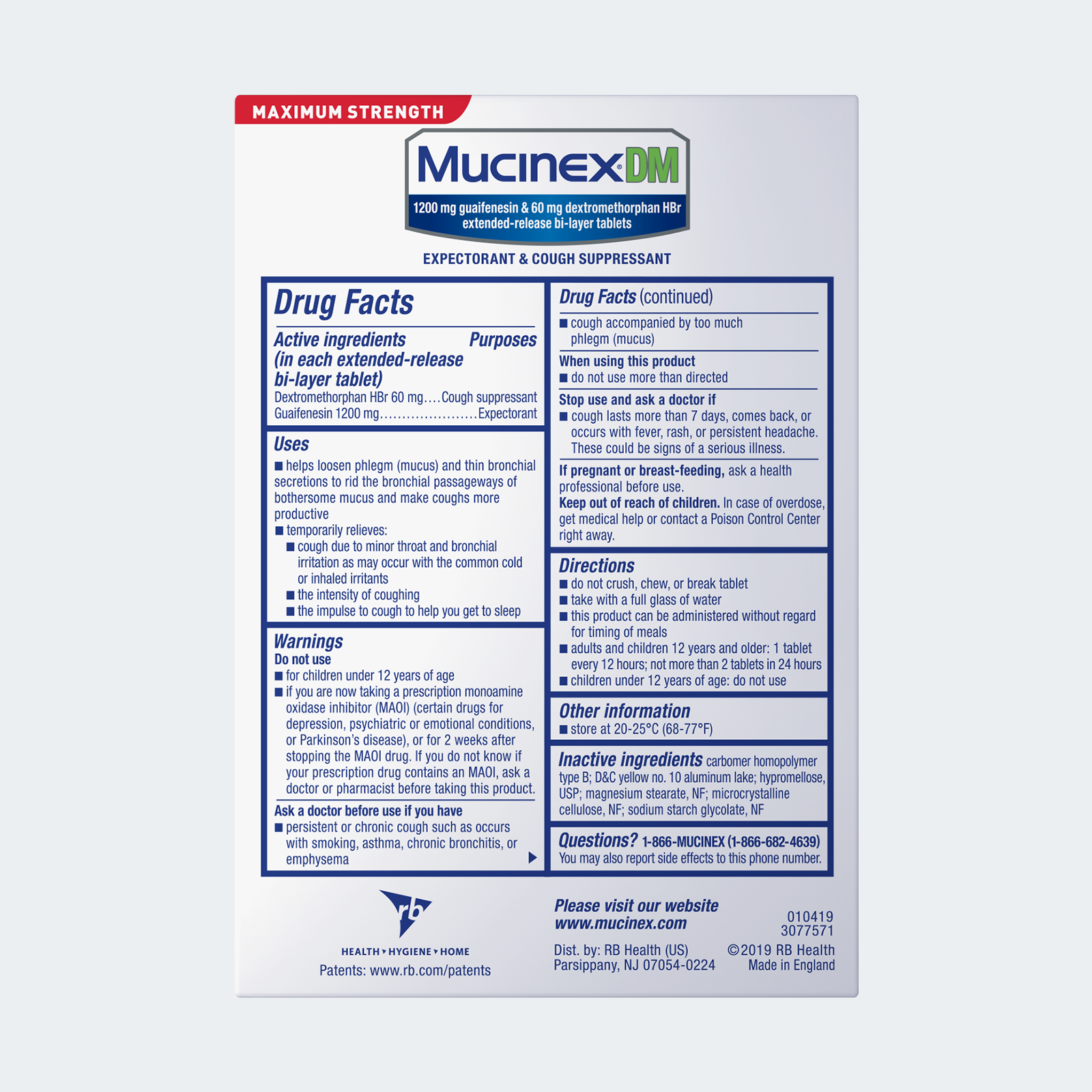 Maximum Strength Mucinex DM 12 Hour Extended Release Bi-Layer Tablets