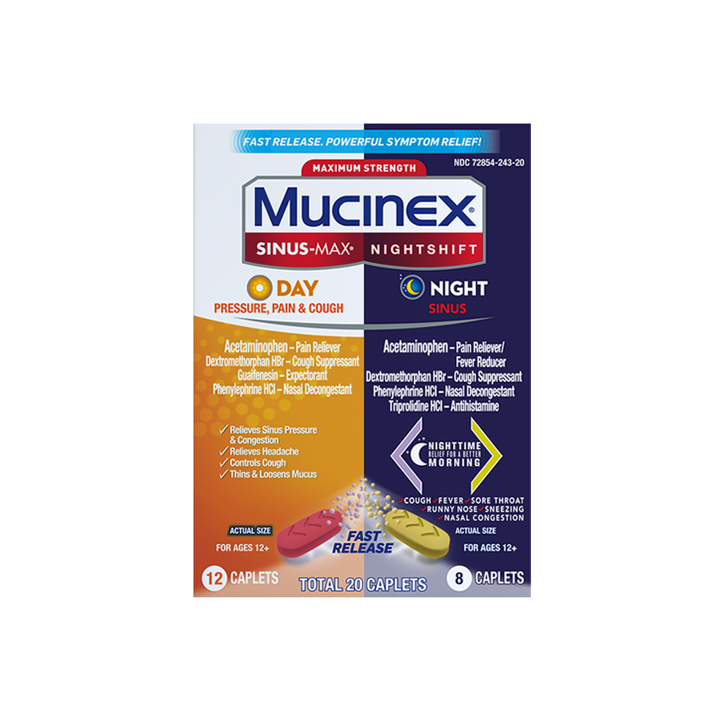 Mucinex® Sinus-Max® Day Pressure, Pain & Cough & Nightshift® Night Sinus Caplets