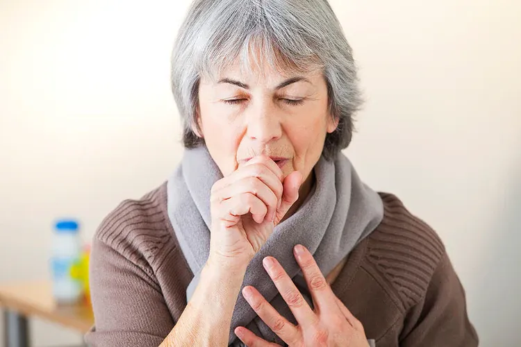 An Old Women suffering from Chest Congestion