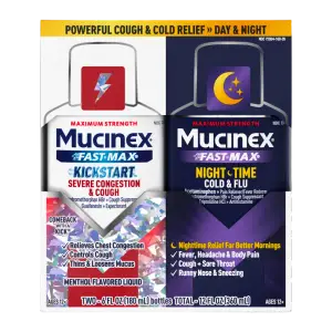 Mucinex Fast-Max Kickstart Severe Congestion & Cough & Mucinex Nighttime Cold & Flu - 2x6 fl oz