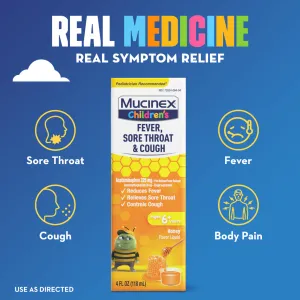 Children's Fever, Sore Throat & Cough Liquid, Honey Flavor real symptom relief