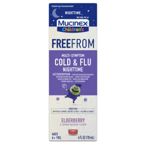 Children's FreeFrom Multi-Symptom Cold & Flu Nighttime Liquid, Elderberry & Cherry Natural Flavor
