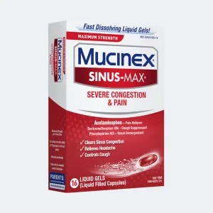 Sinus-Max® Severe Congestion & Pain Liquid Gels packshot leftside