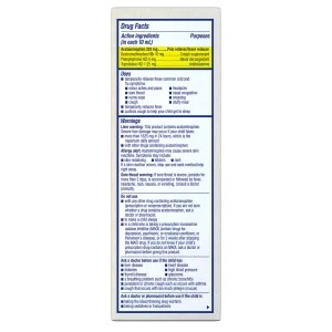 Children's FreeFrom Multi-Symptom Cold & Flu Nighttime Liquid, Elderberry & Cherry Natural Flavor - Drug facts