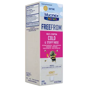 Children's FreeFrom Multi-Symptom Cold & Stuffy Nose Liquid, Honey & Berry Natural Flavor - packshot leftside