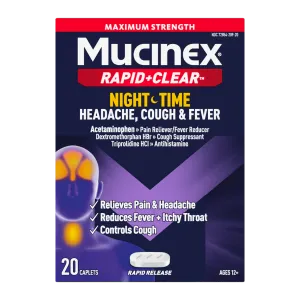 Mucinex® Rapid + Clear® NightTime Headache, Cough & Fever Caplets