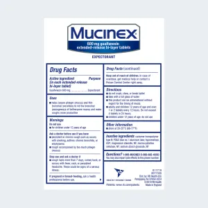 Mucinex® Extended-Release Bi-Layer Tablets - drug facts