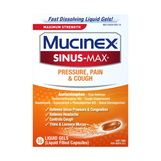 Maximum Strength Sinus-Max® Pressure, Pain & Cough Liquid Gels