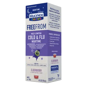 Children's FreeFrom Multi-Symptom Cold & Flu Nighttime Liquid, Elderberry & Cherry Natural Flavor - packshot rightside